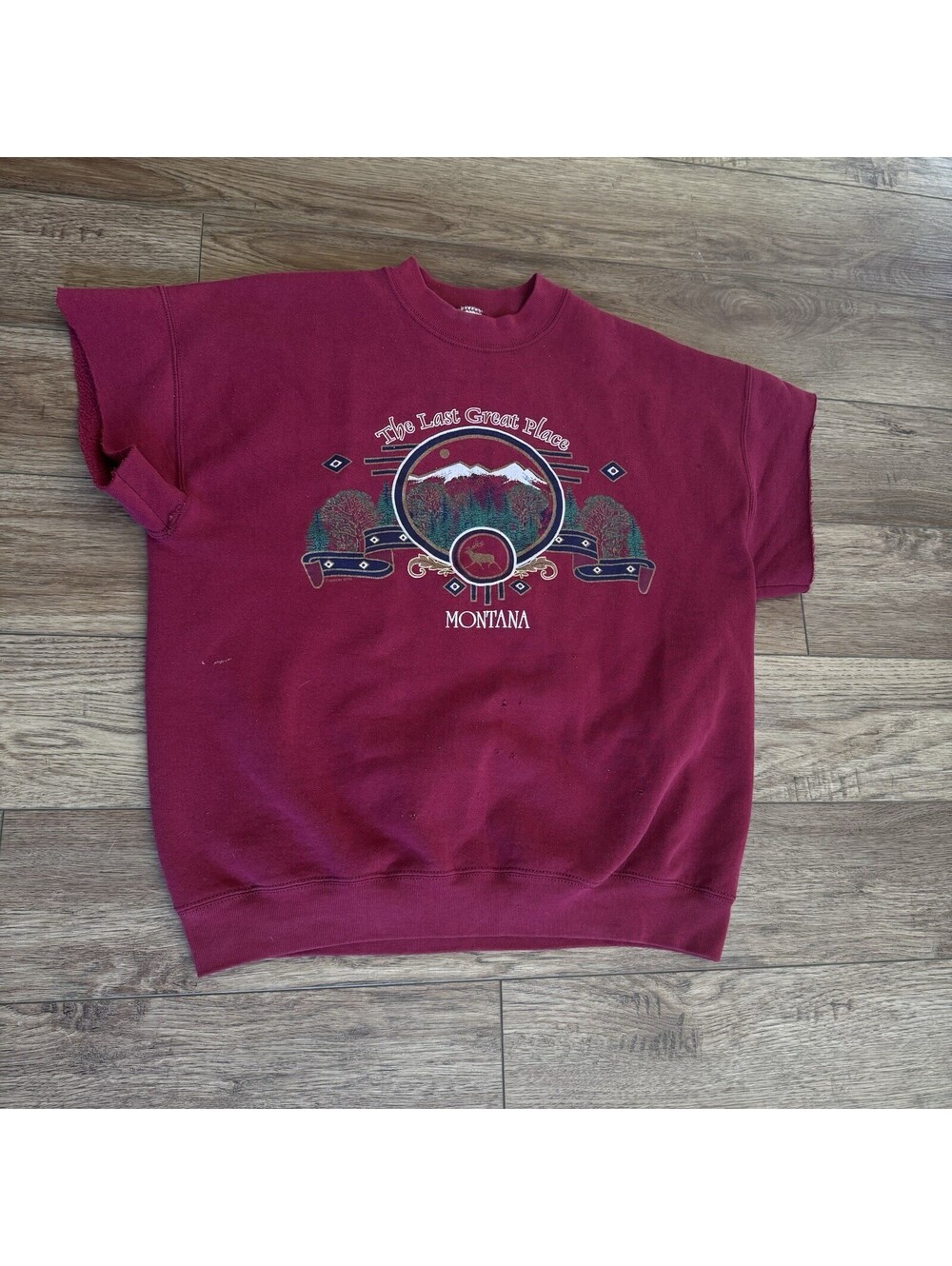 Vtg 1995 Montana The Last Great Place Cutoff Sweatshirt XL